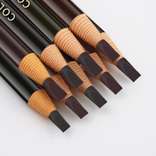 拉线眉笔防水持久不脱色初学者可剥刀削式极细三角眉笔小圆头媚笔 灰粽色4支装+1眉刷+10刀片