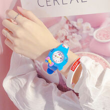 儿童手表玩具2-3岁卡通幼儿女童防水防摔小学生指针式电子石英表 蓝色 手表+电子