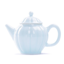 垚典 青白釉茶壶 德化白瓷功夫茶具简约单壶 陶瓷泡茶壶影青茶壶 白瓷影青花瓣壶210ML