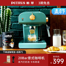 柏翠（petrus） 咖啡机意式家用小型全半自动商用蒸汽式打奶泡 PE3320复古绿 复古绿