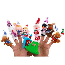 手指偶 新款10款小动物指偶毛绒玩具手指玩偶兔子儿童讲故事手指套 新款圣诞系列指偶(1套10个)