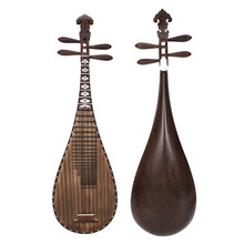 鸡翅木琵琶乐器凤尾做旧贝雕初学入门儿童练习琴演奏款 鸡翅木相圈贝雕面板做旧可定制