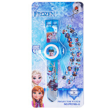 抖音网红同款儿童变形玩具手表卡通投影3-6岁女孩男孩冰雪奇缘艾莎公主奥特曼发光闪光手表 冰雪公主24图 3个装 已安装电池