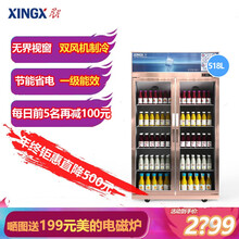 【自营发货】星星518升立式全冷藏展示柜双门冰柜保鲜柜商用冰箱风直冷超市饮料啤酒鲜花陈列柜