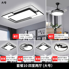 智能语音控制客厅灯现代简约精灵灯具声控全屋成套组合小爱同学三室两厅卧 套餐10 四室两厅客厅灯110*70厘米 餐厅风扇 无极调光带遥控(遥控+墙壁开...