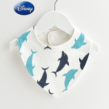 迪士尼同款小孩子的婴儿口水巾纯棉围嘴新生儿围兜防水宝宝三角巾超柔防吐奶夏季薄款【5月22日发完】 海豚 2条装(可备注喜欢的图案花色)