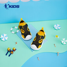 乔丹（QIAODAN）童鞋男童宝宝凉鞋2021夏季婴儿鞋子透气网鞋防滑软底学步鞋 QM1270802黑色/蛋黄23