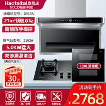 Haotaitai好太太顶侧双吸油烟机D958升级不锈钢款 抽烟机灶具套装 智能体感自清洗免拆卸 烟灶消[958A+2192A+120L消毒柜] 天然气