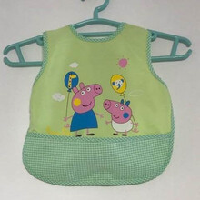 【特价捡漏】丘泽儿童围兜防水宝宝围嘴围裙无袖背后系带吃饭衣宝宝 绿色小猪佩奇 1件装