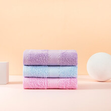 竹之锦 毛巾家纺 竹纤维纯色吸水柔软至简儿童毛巾 蓝色 55g/条 27×50cm