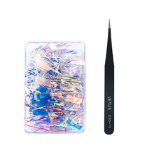 美甲贴片 美甲饰品美甲幻彩光玻璃纸梦幻七彩镭射纸网红美甲装饰镜面贴不规则糖纸 玻璃纸+直头镊子