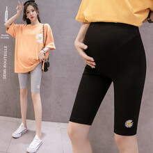 南叮雅格孕妇打底裤孕妇裤子夏季薄款外穿时尚短裤夏季五分裤中裤潮妈夏装 黑色 M