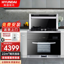 【免费安装】韩国现代（HYUNDAI）集成灶一体灶烟灶消油烟机燃气灶消毒柜一体机 大吸力侧吸式环保灶 【蒸烤旋钮款】头部加热+烟灶联动+高温蒸烤消一体灶 【罐装液化气】送货到家+包安装服务