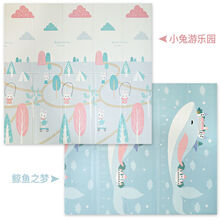 【好店认证】XPE可折叠婴儿童爬行垫宝宝爬爬垫加厚泡沫家用客厅地垫游戏垫子 A面鲸鱼之梦+B面小兔游乐园 0.9米*2米*1厘米图案随机发