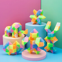 百变魔尺儿童套装全套幼儿园玩具魔方初学者 魔尺48+60+72段/