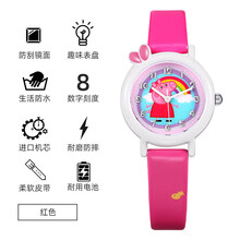 儿童玩具手表 1-3岁 电子手表女指针式防水防摔卡通幼儿女孩小学生电子表 玫红色
