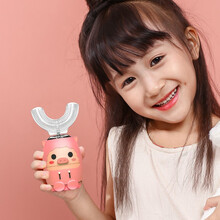 麦元素（Maiyuansu）儿童U型电动牙刷紫外线全自动充电声波口含式宝宝2-12岁刷牙神器  标配珊瑚红