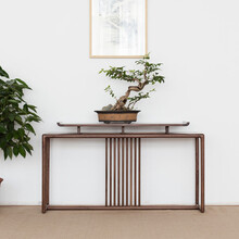 玄关桌木羲元新中式黑胡桃木条案门厅简约禅意条案老榆木条几条案 老榆木140*35*78 整装