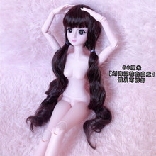 叶罗丽60厘米假发可拆4D真眼假睫毛20关节素体改妆裸娃大芭比娃娃 【刘海深棕色曲发】60厘米 整个娃+毛衣套装+复古鞋