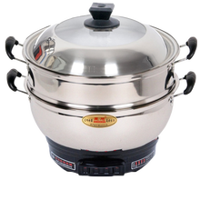 芯园蒸锅电蒸锅多功能家用大号大容量蒸馒头电热锅不锈钢插电电煮面锅 适合10人使用 内径34CM五笼 适合5-6人使用内径30CM单笼