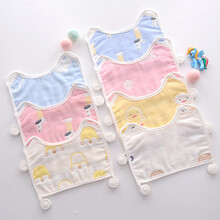 婴幼儿式绑带围嘴 六层纱布宝宝围兜系带婴儿方形口水巾0-2岁  4条装 混搭随机