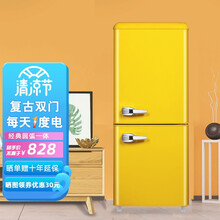 德姆勒（DEMULLER）复古冰箱冷藏冷冻冰箱小型双开门小冰箱家用租房静音强劲速冷节能省电彩色网红 136升麦黄(上冷藏下冷冻)