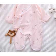 新生婴儿连体衣蝴蝶哈衣纱布和尚服秋衣内衣满月春秋夏衣服 小帆船  纱布  粉色 59码，0-3个月宝宝
