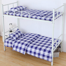 宿舍三件套纯棉单人大学生床单被套枕套一米二1.2床上用品3大学新品 蓝白格 纯棉 1.2m(4英尺)床