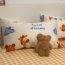 洁梦雅 纯棉学生儿童卡通枕套定做婴儿宝宝枕头套单人全棉布斜纹枕芯套 快乐旅途 A版 74x48cm