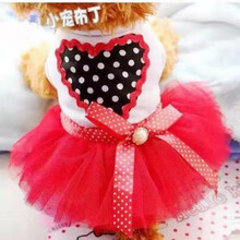 小狗狗衣服春夏装薄款泰迪比熊博美小型犬宠物夏季公主连衣裙子潮 新款桃心蓬蓬裙B1-红色 L码(建议6.0-8.5斤)