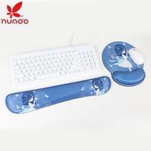 花朵 可爱卡通锁边护腕鼠标垫创意办公护腕记忆棉腕垫 DIY游戏垫 小仙女套装（车线鼠标垫+键盘托）