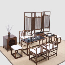 可匠  新中式实木茶桌椅组合 现代客厅待客禅意泡茶台 会所民宿酒店茶室茶楼北美白蜡木中国风家具可定制 主茶桌