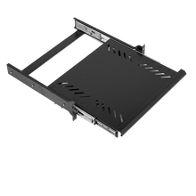 格鲁特标准19英寸机柜滑动抽拉鼠标键盘抽屉1U2U工业滑动托板层板托盘滑道定制非标加厚 黑色(RAL9005) 1U键盘抽屉