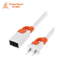 包尔星克 电源延长线2插10A公对母 适用电瓶车显示器家用电器延长 白橘色2米 3PG-MC00001 MPCNKF9020