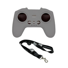 适用于大疆DJI FPV遥控器硅胶套穿越机体感手柄保护套防刮增高脚垫架控制器挂绳头带涂鸦天线增程配件 FPV灰色遥控套+CQT挂绳