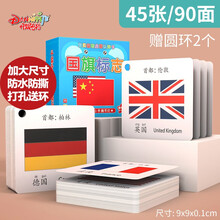 丹妮奇特 国旗标志有图识字卡片男孩女孩儿童早教益智玩具宝宝认字卡早教卡看图识字3-6岁儿童生日礼物