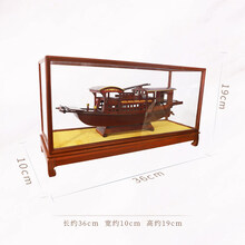 【新品】成品实木红船模型装饰摆件 学生diy拼装制作木船道具手工艺礼品 《红船》28型实木款+玻璃罩