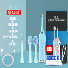 旦榄家用牙结石去除器声波去除牙垢牙结石清理器洗牙器牙结石神器 靛蓝青 【声波带灯款】充电4头+礼包