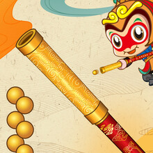 StarryCare金箍棒玩具西游记孙悟空伸缩如意射击玩具枪空气动力软弹枪抖音同款儿童生日礼物