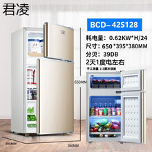 小型冰箱一级能效小冰箱冷冻冷藏单小型双门三门节能迷你小型租房宿宿舍小冰箱家用冰箱冷冻电冰箱 君凌 42S128【双门】-金色 整机一年