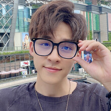 Bosibao 2021新款防辐射抗蓝光眼镜男潮近视疲劳网红黑框女韩版潮素颜神器眼睛平光 【防蓝光】亮黑框[无度数]