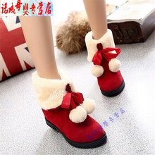 NCMY  9 10 12 14 15 16岁大童少女孩棉鞋中学生雪地靴小学生冬季短靴子 红色 35