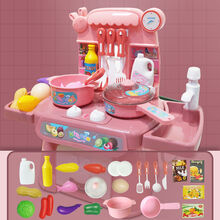 过家家厨房儿童玩具套装男女孩仿真做饭煮饭宝宝餐具3-6岁小孩儿 粉【豪华款】厨房过家家+声光+出水
