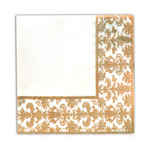 久洁  金色系列餐巾纸印花餐垫纸酒杯插花纸酒店婚庆彩色婚宴纸口布20张 金边