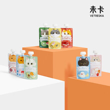未卡 Vetreska果味肉酱包吸吸酱成幼猫零食营养增肥发腮猫咪湿粮鲜肉包三文鱼6包/盒