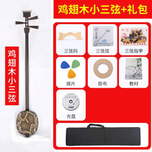 红木三弦乐器鸡翅酸枝黑檀大三弦紫檀专业评弹中三弦小三弦琴 鸡翅木小三弦(教学推荐)