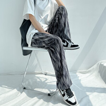 祺萱特 孕妇裤子夏季网红新款薄款冰丝雪纺阔腿裤压折扎染垂感拖地裤休闲 运动裤时尚潮妈托腹裤 图片色 XL【建议体重125-140斤