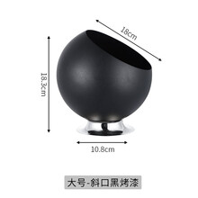 VAKADA 餐桌上用的小垃圾桶不锈钢桌面垃圾桶办公茶几果皮罐置物盒小号创意收纳桶迷你烟灰缸 22cm 大号带座(黑色)银座