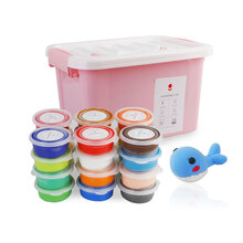 卡乐优超轻粘土男孩女孩儿童玩具沙滩彩泥橡皮泥黏土diy手工制作24色粉色收纳箱装儿童礼物