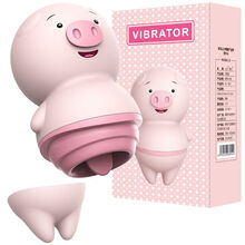 震动棒舌舔吸器女用电动口爱高潮乳房器振动按摩AV棒 舌舔猪